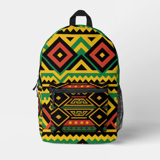 Bold African Print Printed Backpack (Front)