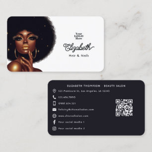 Bold Afro Glam Beauty Salon Business Branding Business Card