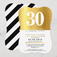 BOLD AGE NUMBER cool faux gold foil 30TH INVITE