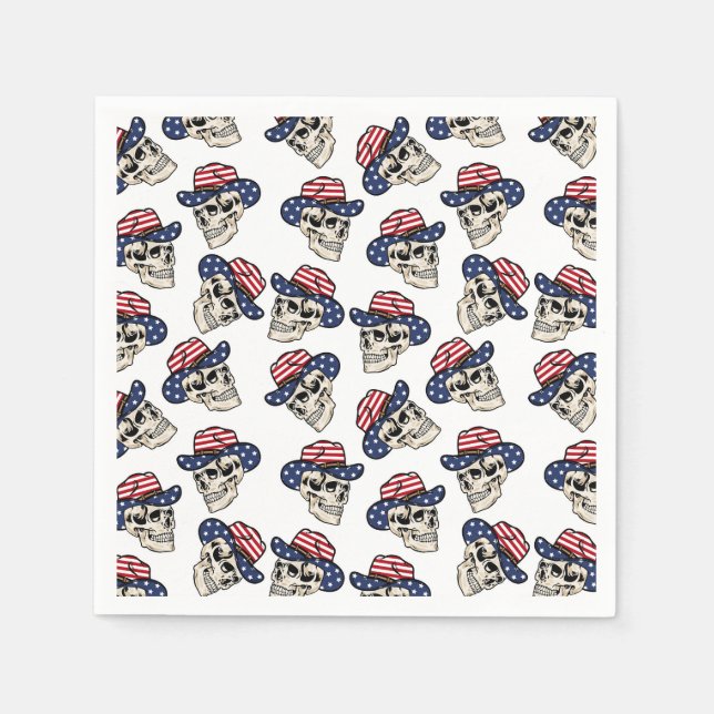  Bold American Cowboy Skull  Napkin (Front)