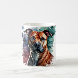 Bold American Pit Bull Terrier Watercolor Art Mug