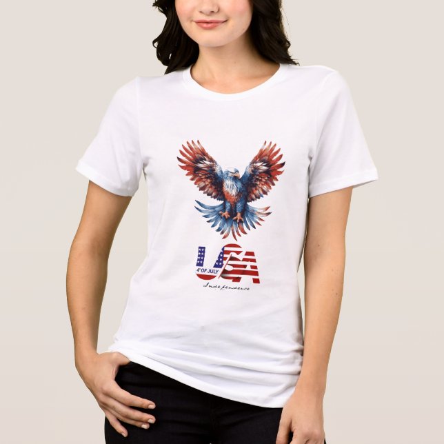 Bold American Spirit: 4th of July Eagle  Tri-Blend Shirt (Front)
