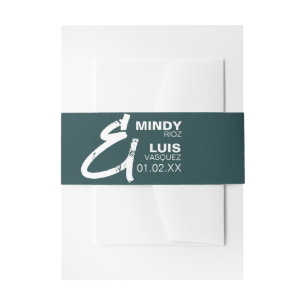 Bold Ampersand Green Typography Wedding Invitation Belly Band