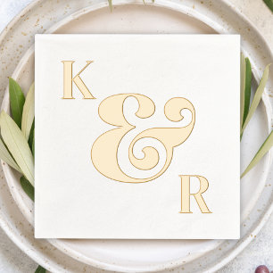 Bold Ampersand Modern Simple Initials Wedding Foil Napkins