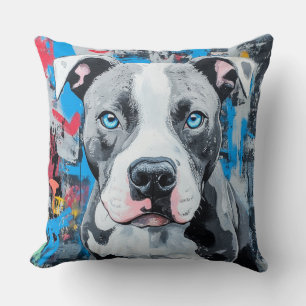 Bold and Beautiful Graffiti Pit Bull Cushion