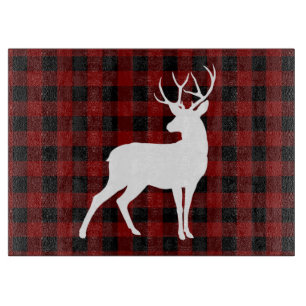 Bold and Beautiful Red buffalo Plaid and Deer Cutting Board