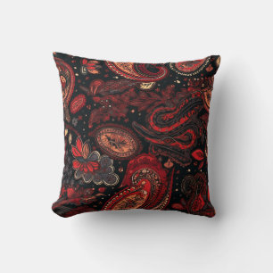 Bold and Beautiful Red Paisley Pattern Design Cushion
