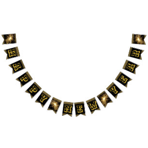 Bold and big letters Black and gold Happy New Year Bunting