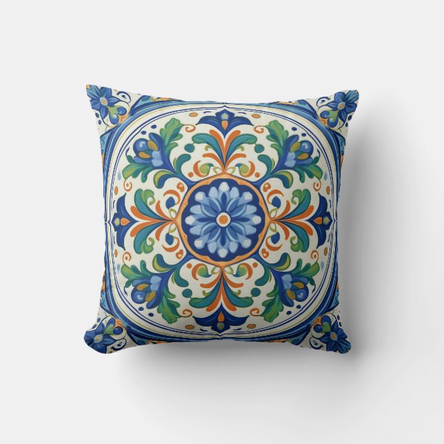 Bold and Blue: Azulejo Artistry Cushion (Front)