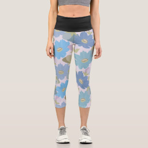 Bold and Blue Cosmos Capri Leggings