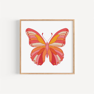 Bold and Bright Hand-Drawn Butterfly Art Print