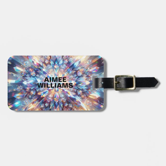 Bold and Bright Holographic Crystal  Luggage Tag (Front Horizontal)