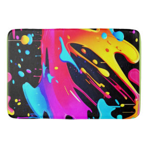 Bold and Bright Paint Splatter Art Bath Mat