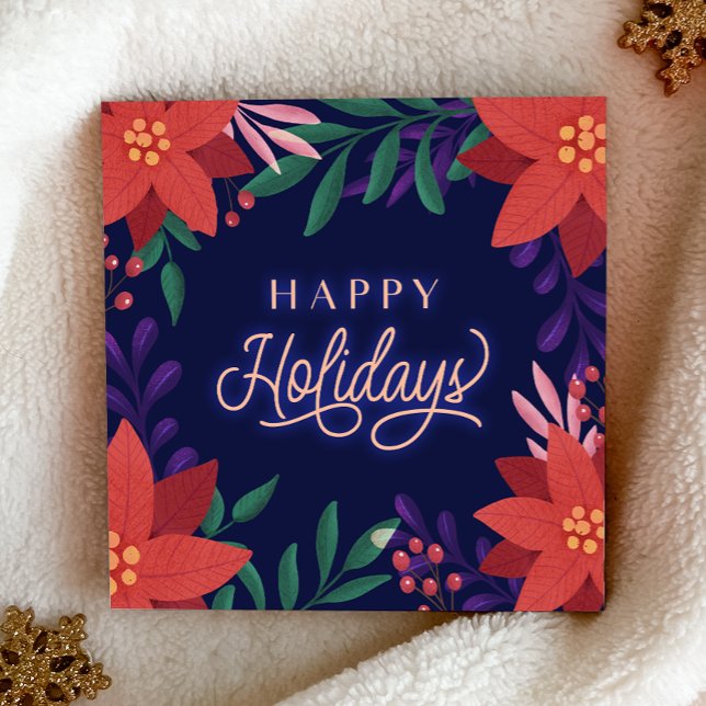 Bold and Bright Poinsettia Flowers Christmas Holiday Card (Creator Uploaded)