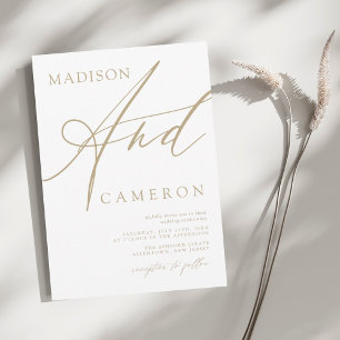 Bold "And" Calligraphy Gold Wedding Invitation