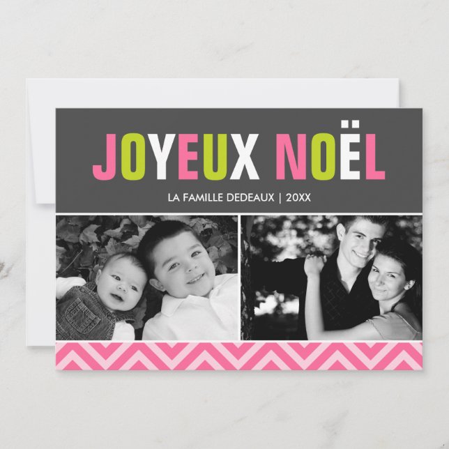 Bold and Colorful Joyeux Noël Photo Holiday Card (Front)