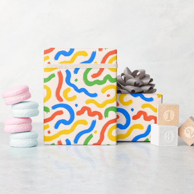 Bold and Colourful Brushstrokes Pattern Wrapping Paper (Baby Shower)