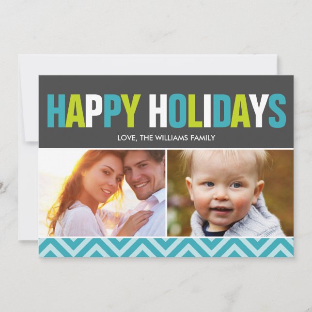 Bold and Colourful Happy Holidays Cards (Front)