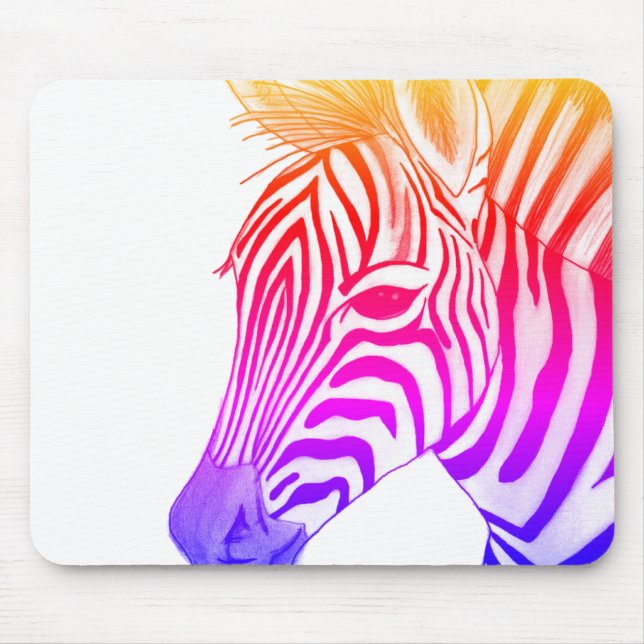 Bold and colourful zebra drawing mouse pad (Front)