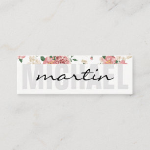 Bold and Cursive Floral Trim Mini Business Card