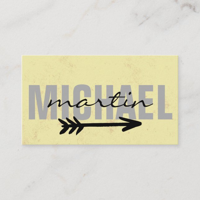 Bold and Cursive Text arrow Business Card (Front)