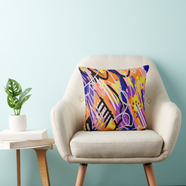 Bold and Expressive Abstract Art Cushion (Chair)