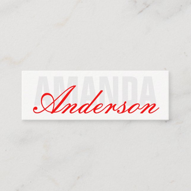 Bold and Fancy Text Mini Business Card (Front)