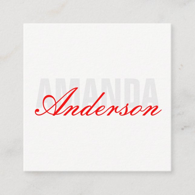 Bold and Fancy Text Square Business Card (Front)