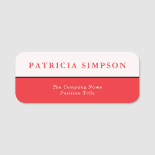 Bold And Modern Cherry Tomato Red and Pearly White Name Tag