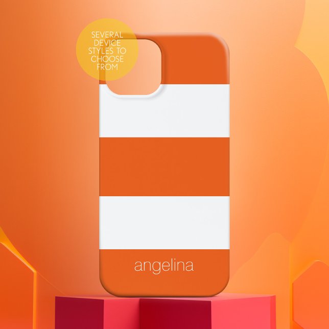 Bold and Modern White Striped Pattern Custom Name Case-Mate iPhone Case (Personalized Case-Mate Phone Case - Choose Your Device and Add Text or Completely Customize)