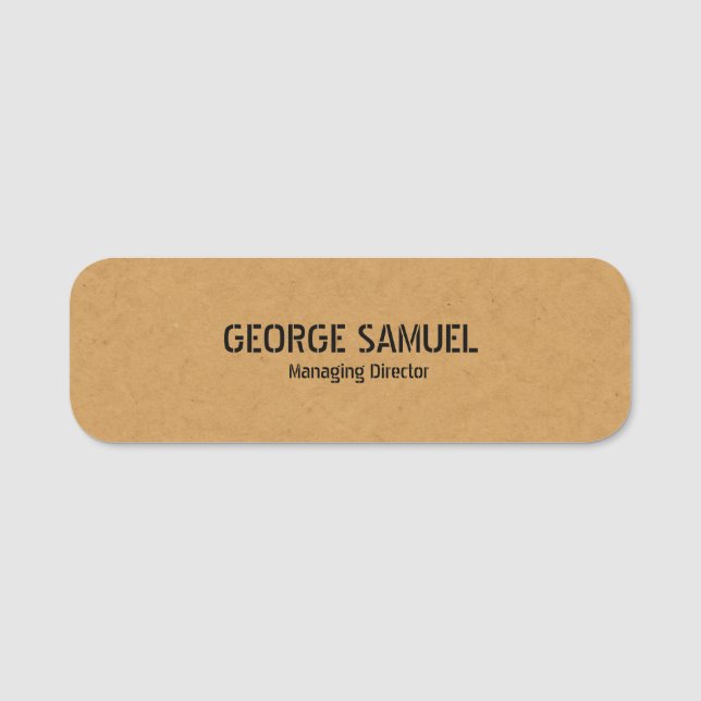 Bold and Moulded Construction Business Classic Name Tag (Front)