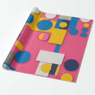 Bold and playful geometric shapes in vibrant colou wrapping paper