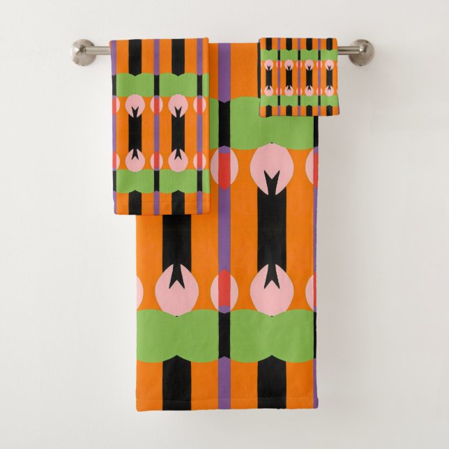 bold and punchy  retro-modern vibe bath towel set (Insitu)