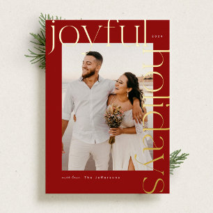 Bold and Shiny Modern Gold Holiday Photo Card