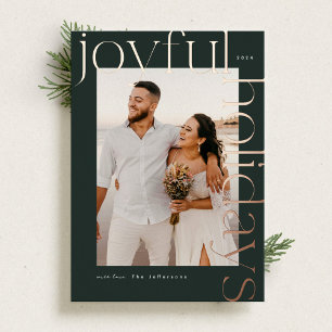 Bold and Shiny Modern Rose Gold Holiday Photo Card