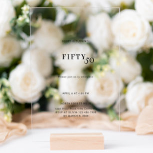Bold and Simple 50th Birthday Acrylic Invitations