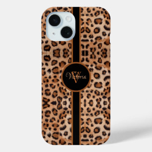 Bold and Stylish: Personalised Leopard Print  iPhone 15 Case