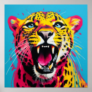 Bold and Vibrant Cheetah Pop Art Poster – Perfect