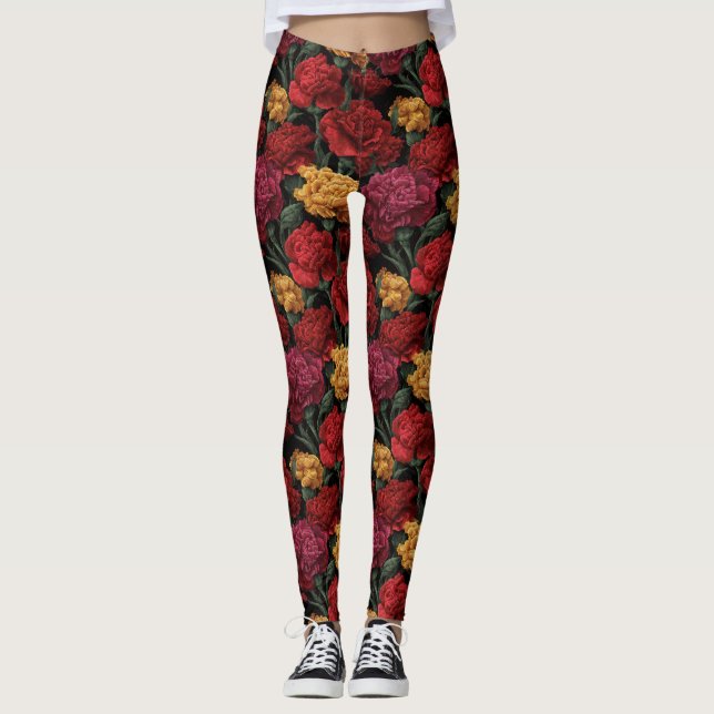 Bold Anemones Sparkle Workout Leggings (Front)