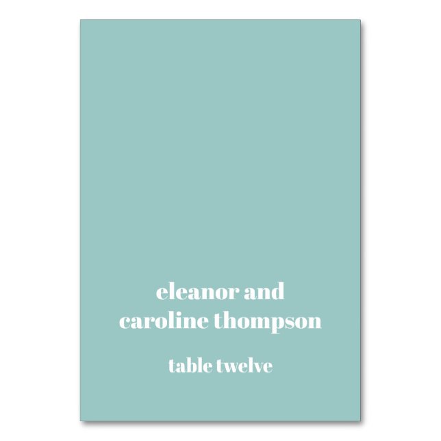 Bold Aqua Blue Retro Custom Wedding Place Card (Front)