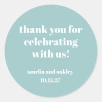 Bold Aqua Blue Retro Custom Wedding Thank You