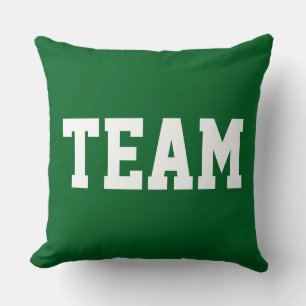 Bold Athletic Green Fun Sporty TEAM White Text Cushion