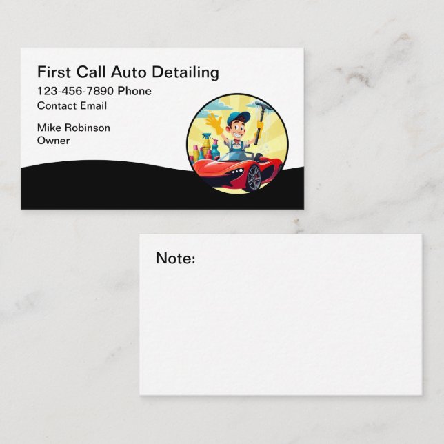 Bold Automotive Detailing Business Cards (Front/Back)