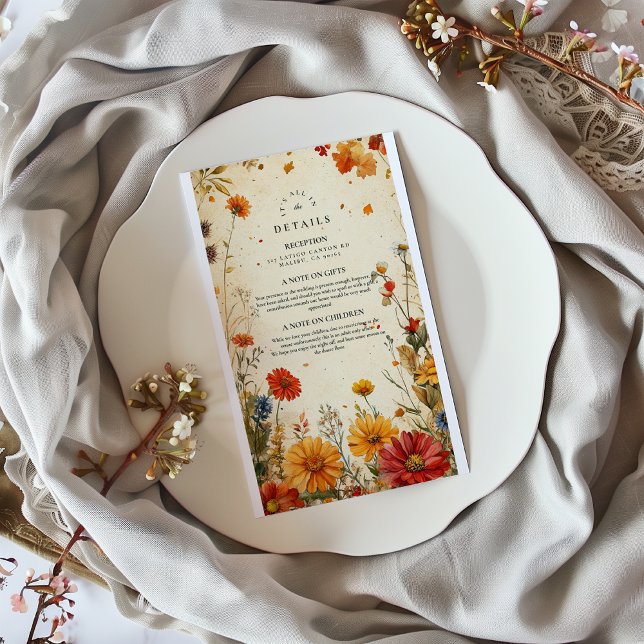Bold Autumn Floral Wedding Enclosure Card (Creator Uploaded)