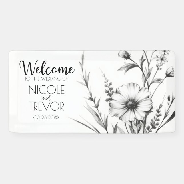 Bold B&W Wildflowers Banner (Horizontal)