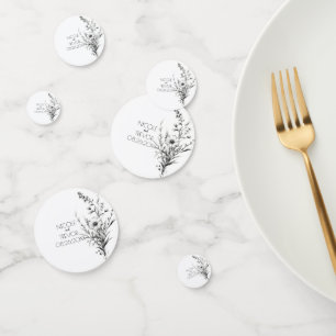 Bold B&W Wildflowers Confetti