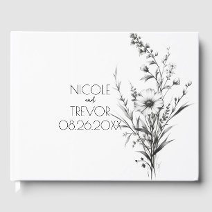 Bold B&W Wildflowers Guest Book