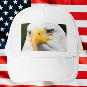 Bold Bald Eagle Head Patriotic Trucker Hat