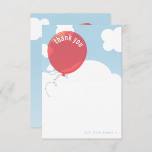 BOLD BALLOON thank you note blue sky red Invitation
