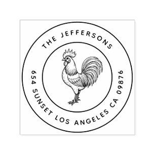 Bold Barnyard Chic Rooster Family Address Self-inking Stamp